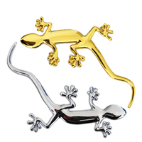 石家墊 金屬壁虎車貼3D立體個性車貼汽車裝飾貼 汽車用品 大號銀色